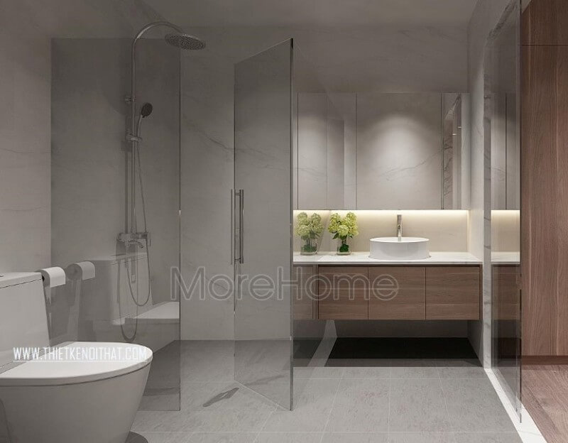 Đá ốp tủ lavavo nhân tạo solid surface được coi là dòng chất liệu hoàn hảo cho khu vực nhạy cảm như ở không gian phòng tắm Đá nhân tạo solid surface