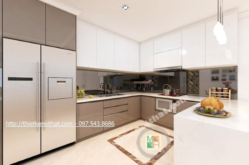 Trang trí nội thất phòng bếp sang trọng và tinh tế hơn với đá ốp bếp màu trắng Thiết kế nội thất đá nhân tạo trong không gian nhà