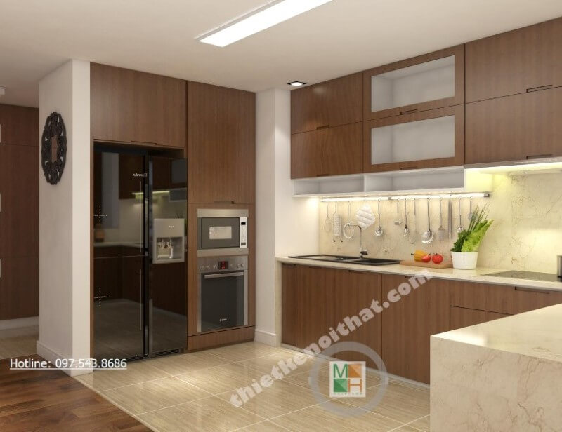 Đá nhân tạo cao cấp ốp bếp luôn được nhiều khách hàng ưa chuộng và lựa chọn Thiết kế nội thất đá nhân tạo trong không gian nhà