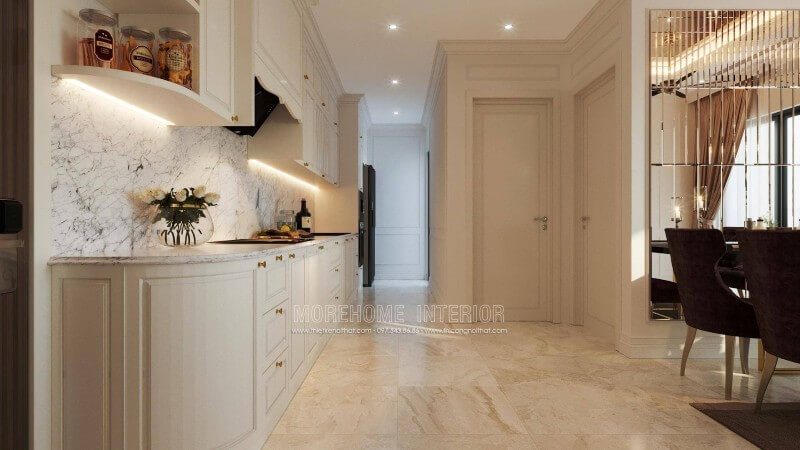 Mẫu đá ốp tường bếp vân mây ấn tượng