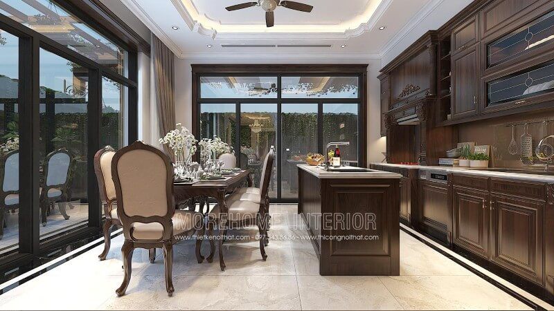 Hãy lựa chọn thiết kế nội thất tủ bếp kiểu dáng chữ i để tạo nên sự sang trọng và cao cấp cho nhà biệt thự của bạn.