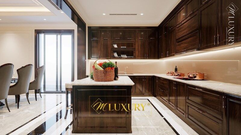 Đá nhân tạo mang lại sự đẹp và sang trọng cho ốp mặt bàn bếp.