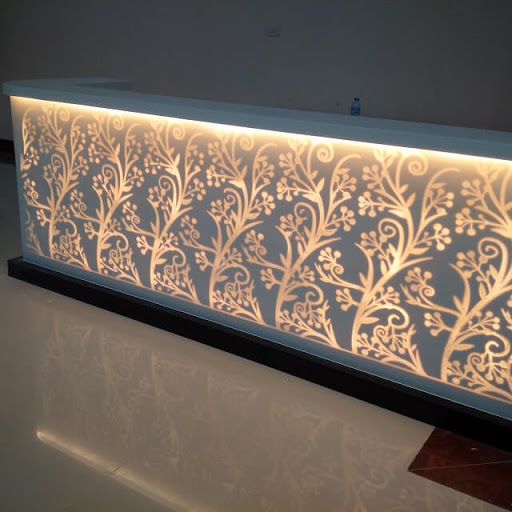 Đá solid surface HIMACS kết hợp đèn led tạo hiệu ứng xuyên sáng đẹp mắt