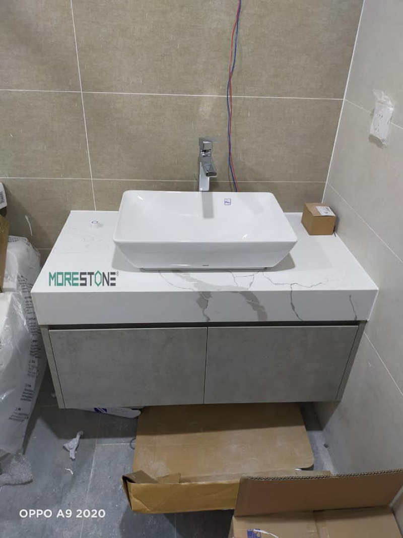 mặt bàn đá lavabo nhân tạo thạch anh